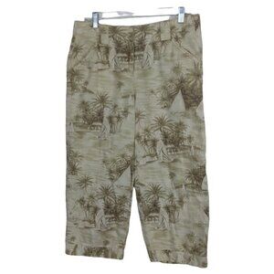 Liz Claiborne | Audra Green Cotton Tropical Capri Crop Pant | Size 10
